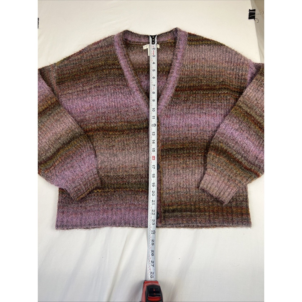 Christian Siriano Purple Marled V-Neck Button Up Cardigan Sweater, Large - Picture 2 of 8